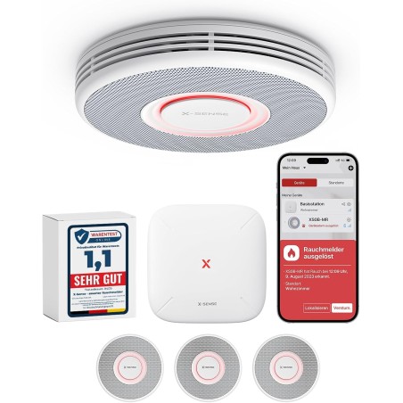 X-Sense Smart WiFi Røgalarm med Stemmeudgang, 3-pak med SBS50 Basestation – XS0B-MR31