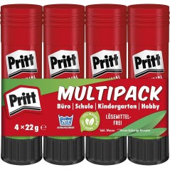 Pritt Limstift 22 g – Pakke med 4 stk. – Børnevenlig limstift til skole og kontor