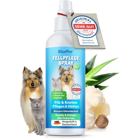 BluePet Filtningsspray til Hunde og Katte 200 ml – Anti-filtspray med aloe vera og jojoba