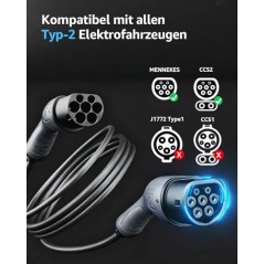 Bokman Type 2 EV-opladningskabel 22kW 15m | Mode 3, 32A, 3-fase med bæretaske