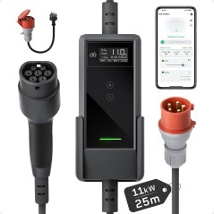 dé Mobil vægboks 11kW med APP 25m | CEE, Justerbar 6-16A, 3-fase EV-oplader