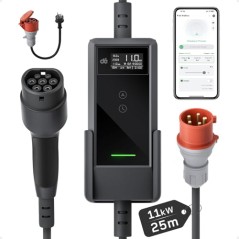 dé Mobile Wallbox 11kW with APP 25m | CEE, Adjustable 6-16A, 3-Phase EV Charger
