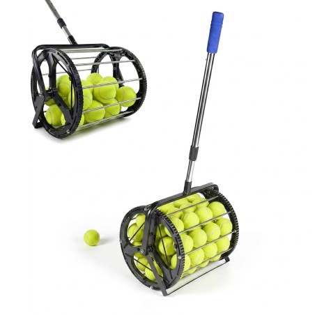 Relaxdays Tennisboldssamler til 50 bolde | Teleskopskaft, 106 cm, Metal