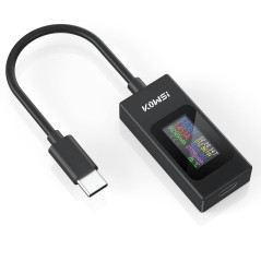 USB-C + USB strømmåler / multimeter, 0-8A 4,5-36V
