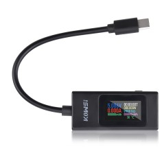 USB-C + USB strømmåler / multimeter, 0-8A 4,5-36V