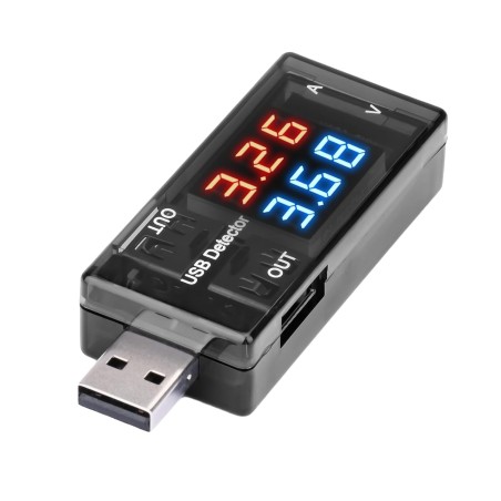 USB 3-port strømmåler / multimeter, 0-3A 4-30V