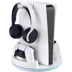 PS5 opladningsstander RGB hvid – kompatibelt tilbehør