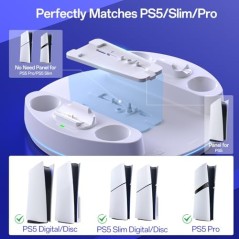 PS5 opladningsstander RGB hvid – kompatibelt tilbehør