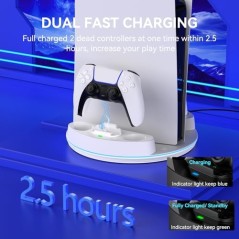 PS5 opladningsstander RGB hvid – kompatibelt tilbehør