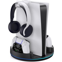 PS5 opladningsstander RGB sort – kompatibelt tilbehør