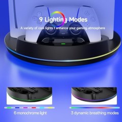 PS5 opladningsstander RGB sort – kompatibelt tilbehør