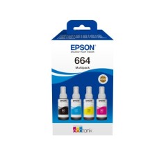 Epson EcoTank 664 Blkbeholder C13T66464A - Sort, Gul, Cyan & Magenta | Original Kvalitet til Uovertruffen Printoplevelse!