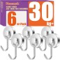 Neosmuk Sving Magnetisk Krog Sølv 26 mm – 30 kg, 6 stk.