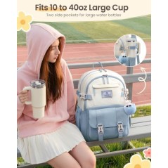 LOVEVOOK School Backpack Teen Girls 34L – Beige Sky Blue, 15.6" Laptop