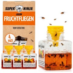 Super Ninja Frugtfluefælde – 4-pak, op til 3 ugers beskyttelse, børn- og kæledyrsvenlig