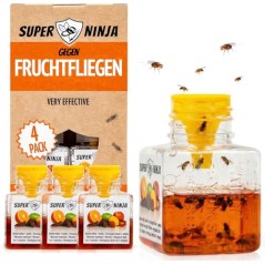 Super Ninja Frugtfluefælde – 4-pak, op til 3 ugers beskyttelse, børn- og kæledyrsvenlig