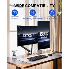 HUANUO Dual Monitor Arm 13-32", MechaSpring, VESA 75/100mm