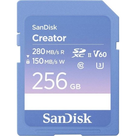 SanDisk Creator SDXC UHS-II 256GB - Lynhurtigt 280MB/s Hukommelseskort til Kreative Projektor