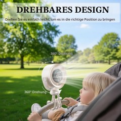 USB Klapvogns-Ventilator med LED-Display – Genopladelig