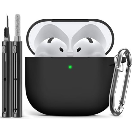 Silikoneetui til Apple AirPods 4 med rengøringssæt – kompatibelt tilbehør