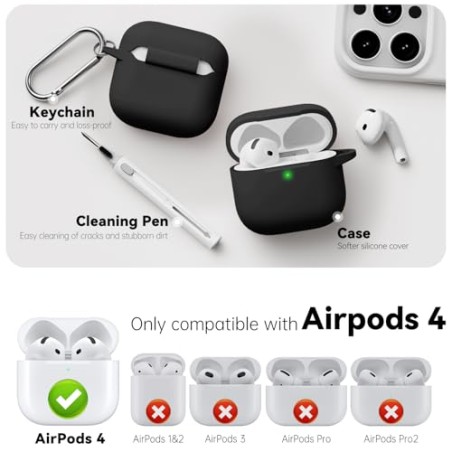 Silicone Case for Apple AirPods 4 with Cleaning Kit – compatible accessory