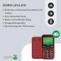 Doro Leva E10 seniortelefon med nødkaldsknap, rød