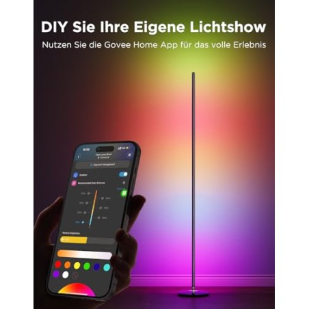 Govee RGBIC WiFi-gulvlampe med app- og stemmestyring, 16 mio. farver