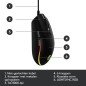 Logitech Gaming Mouse G203 LIGHTSYNC Optisk Kablet Sort