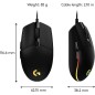 Logitech Gaming Mouse G203 LIGHTSYNC Optisk Kablet Sort