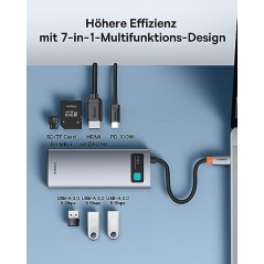 Baseus 7-in-1 USB-C Hub – 4K HDMI, 100W PD, USB 3.0, SD/TF