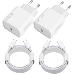 USB-C Hurtigoplader 20W, 2-pak med 2m kabel
