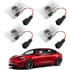 Tesla dørlys logo-projektor Model 3/Y/S/X, 4 stk – kompatibelt
