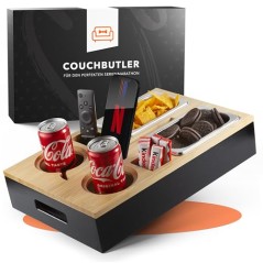 Sofabakke i bambus med snackskåle og kopholdere