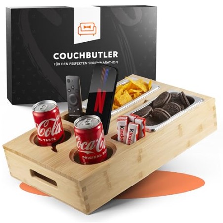 Sofabakke i Bambus med Snackskåle & Kopholdere