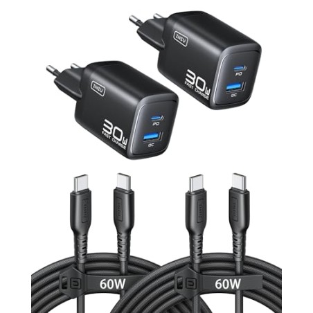 INIU 30W USB-C Dobbelt Hurtigoplader med Kabel