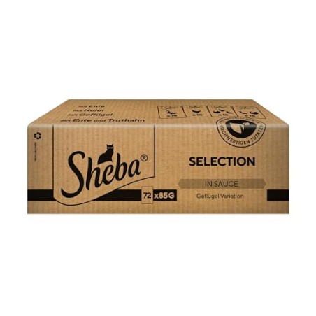 SHEBA Kattefoder i Sauce, Fjerkrævariation, 72x85g