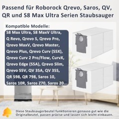 Støvposer til Roborock Qrevo/Saros, 12 stk. – kompatibelt tilbehør