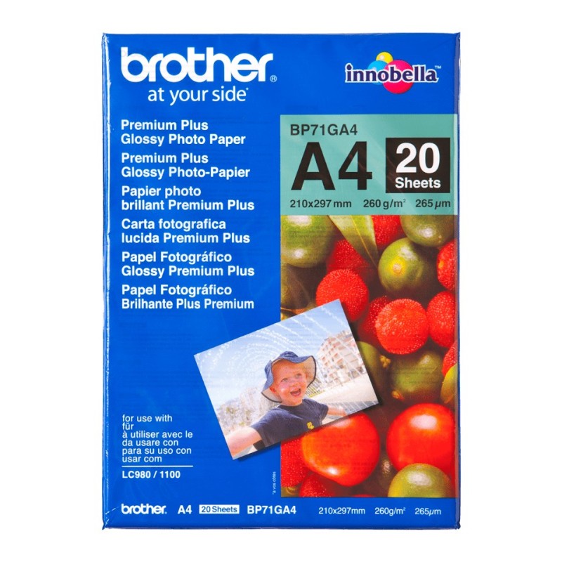 Brother Innobella Premium BP71GA4 Fotopapir A4 (210 x 297 mm) 20ark Brother Innobella Premium BP71GA4 Fotopapir A4 (210 x 297 mm) 20ark