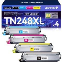 TN-248XL Compatible Toner for Brother Printers, 4-pack (Black/Cyan/Magenta/Yellow) – Compatible Accessory