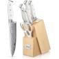 D.Perlla Knife Block Set 7-Piece, Self-Sharpening, White