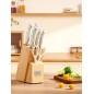 D.Perlla Knife Block Set 7-Piece, Self-Sharpening, White