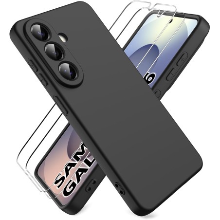 Samsung Galaxy S26 5G cover – flydende silikone med 2 skærmbeskyttere (kompatibelt tilbehør)