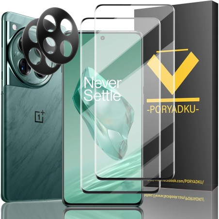 OnePlus 12 panserglas – 2 stk. skærmbeskyttelse + 2 stk. kamerabeskyttelse (kompatibelt tilbehør)