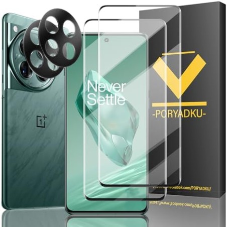 OnePlus 12 Tempered Glass – 2x Screen Protector + 2x Camera Protector (Compatible Accessory)