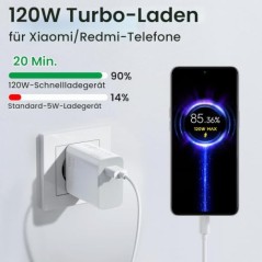 Xiaomi/Redmi 120W USB-C hurtigoplader med 2m kabel – kompatibelt tilbehør