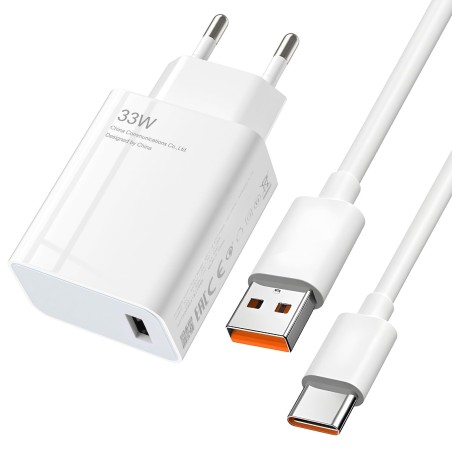Xiaomi/Redmi 33W USB-C hurtigoplader med 2m kabel – kompatibelt tilbehør
