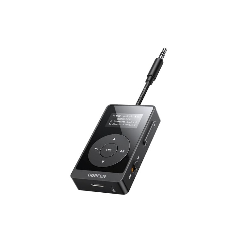 UGREEN aptX Bluetooth 5.3 Transmitter & Receiver – 2-in-1 Adapter with LED Display UGREEN aptX Bluetooth 5.3 Transmitter & Receiver – 2-in-1 Adapter with LED Display