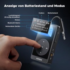 UGREEN aptX Bluetooth 5.3 sender & modtager – 2-i-1 adapter med LED-display