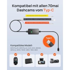 70mai Hardwire Kit UP06 – Type-C Direct Wiring for Dash Cam, 24/7 Parking Mode