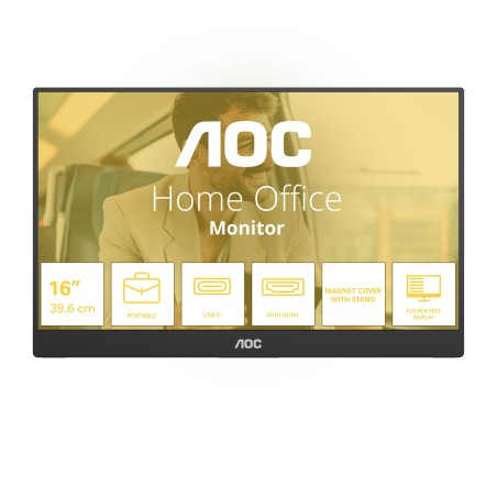 Køb AOC 16T20E2 Brbart TV & Skærm - Sort 39.6 cm (15.6") LED 1920x1080 Pixel | Perfekt til Underholdning!